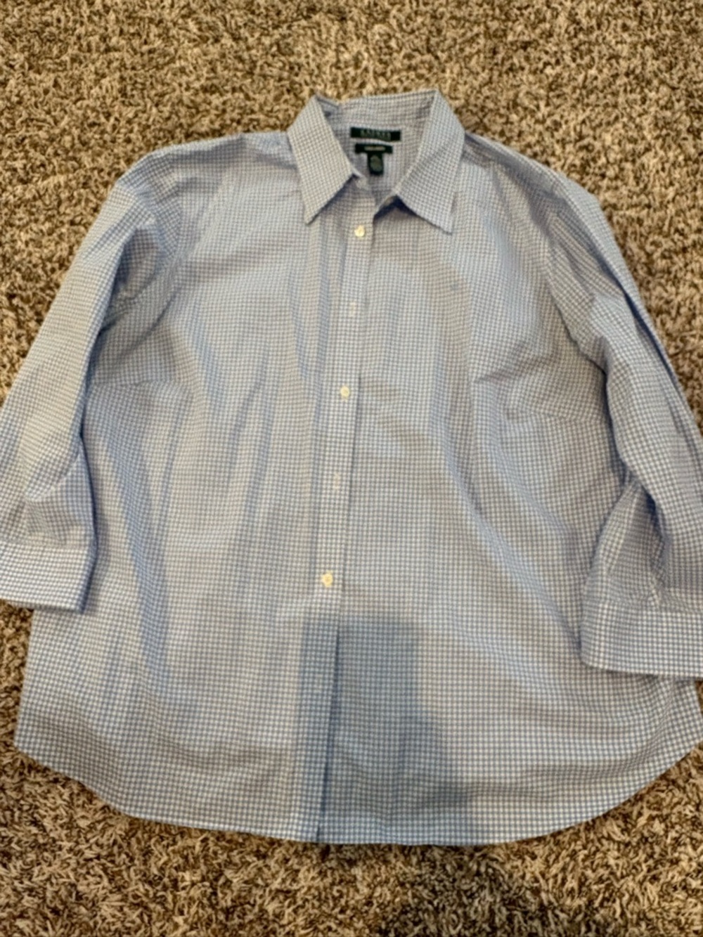 Ralph Lauren blue and white gingham button-down shirt. Cuffs made to roll up 2XL